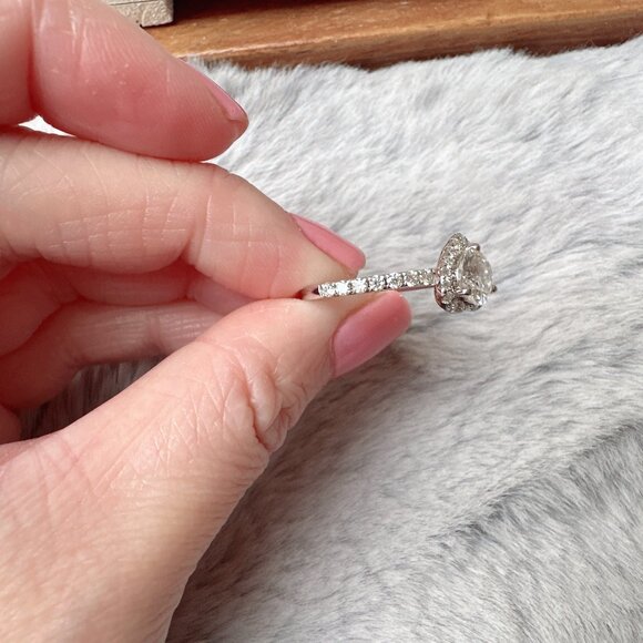 1.64ct Moissanite Heart 18k White Gold Plated Sterling Silver Ring - Picture 7 of 10